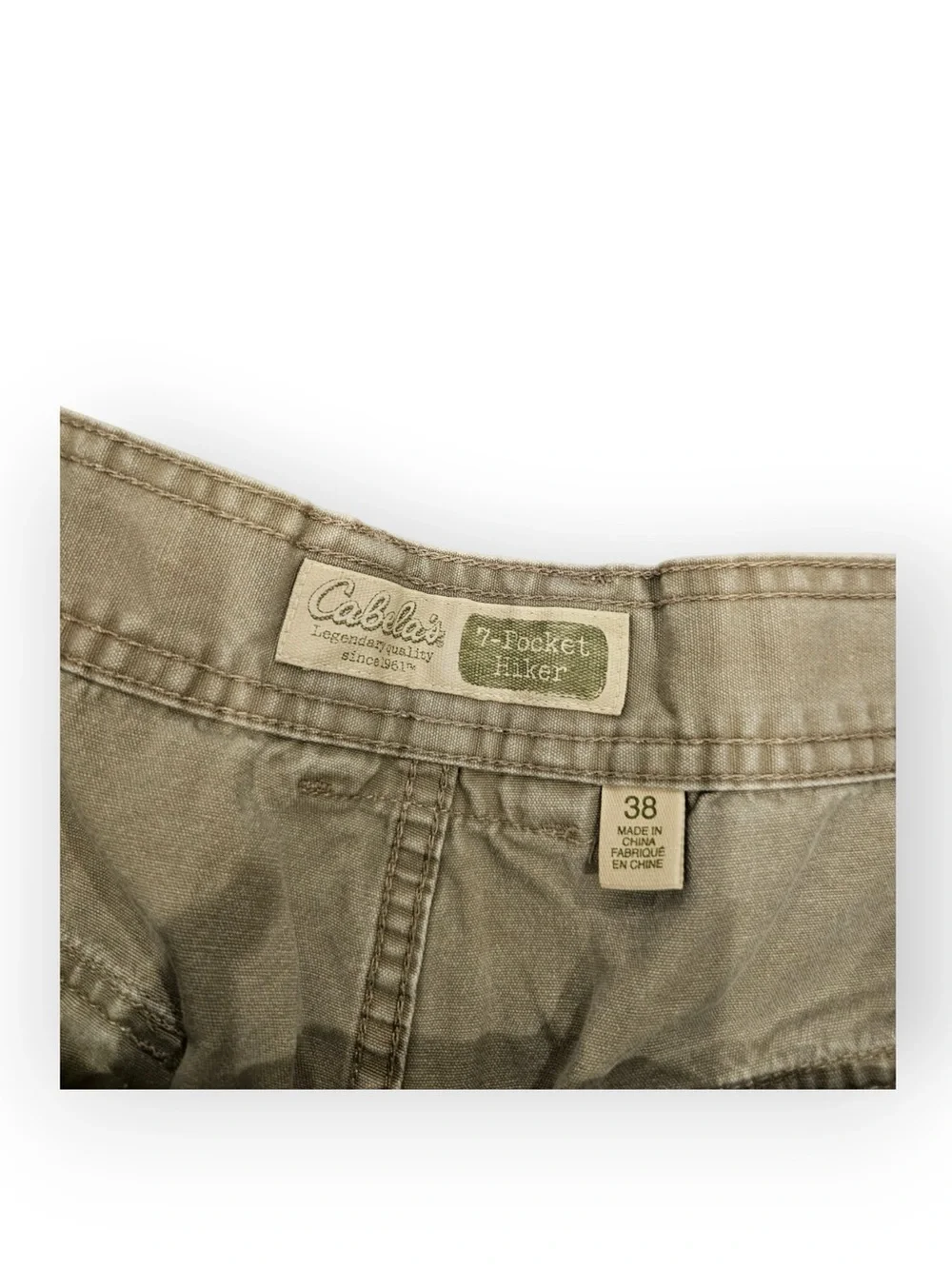 Cabela’s 7-Pocket Hiker Tan Cargo Shorts Size 38 Cotton Canvas Outdoor Camping
